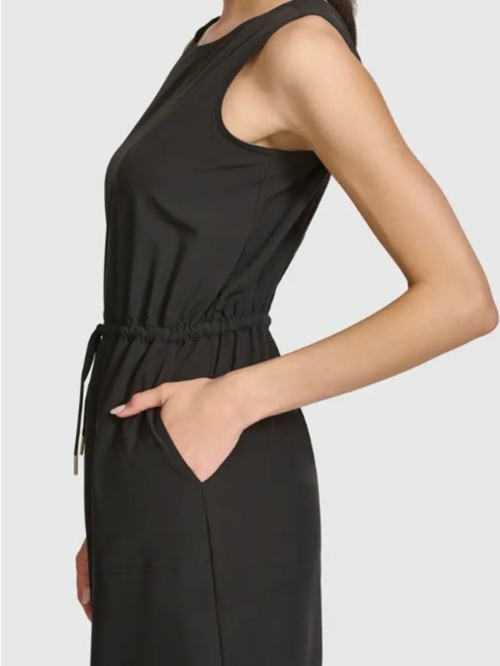 NWT Calvin Klein Black Commuter Sleeveless Drawstring Dress, Size XL - Picture 2 of 10